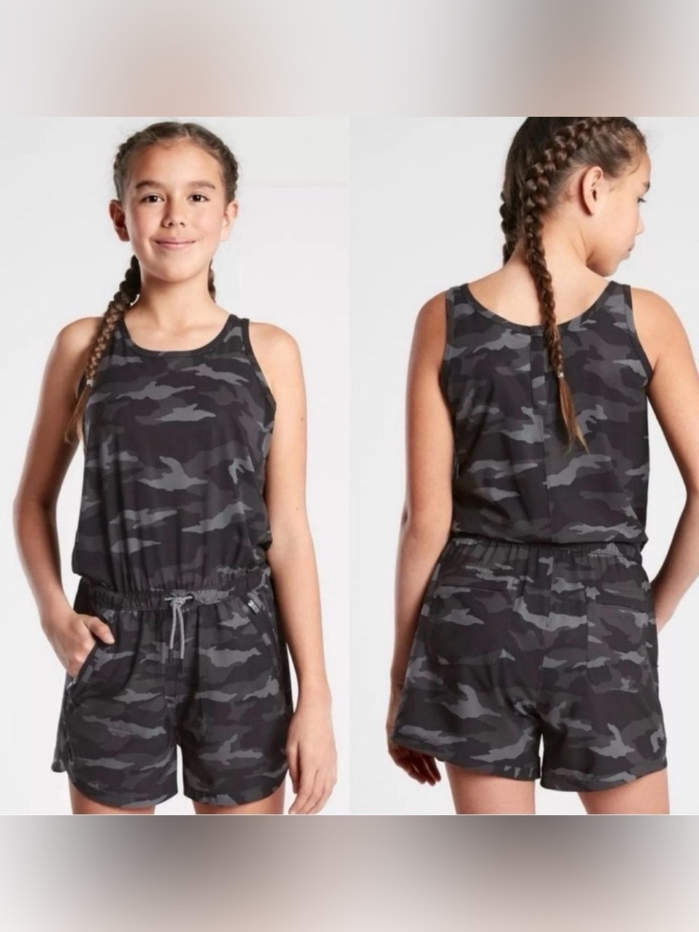 Athleta Girl On The Go Camo Romper Outfit 8-10